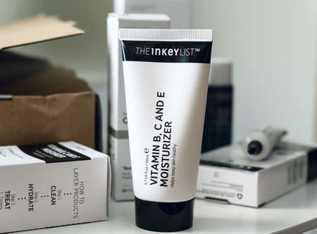 The Inkey List moisturizer with other skin care products.のeditorial素材