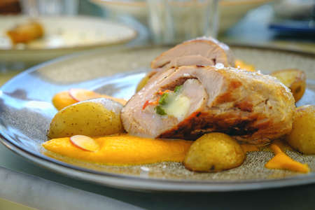 Meat dish on plateの写真素材
