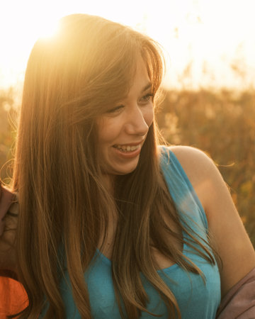 Portrait of a happy womanの写真素材