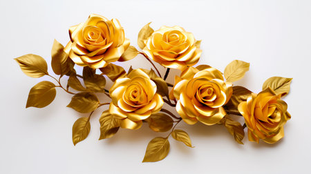 golden rose on white background with copy space for your text.の素材