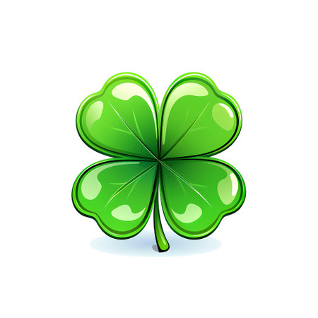 Green clover leaf isolated on white background. St. Patrick's Day vector illustration.の素材