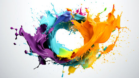 Colorful paint splashes isolated on white background. 3d renderingの素材