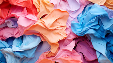 Texture of crumpled multicolored satin fabric as backgroundの素材