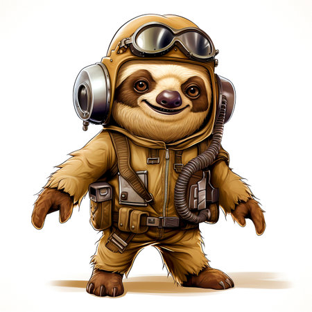 Cute cartoon sloth in a spacesuit. Vector illustration.の素材