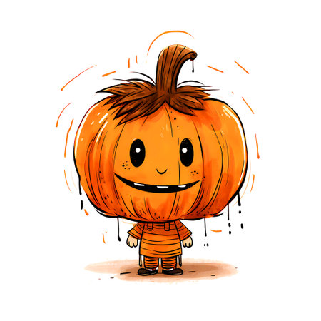 Halloween pumpkin character. Cute cartoon pumpkin. Vector illustration.の素材