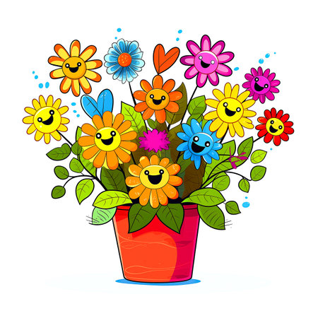 Bouquet of flowers in a vase. Vector illustration.の素材