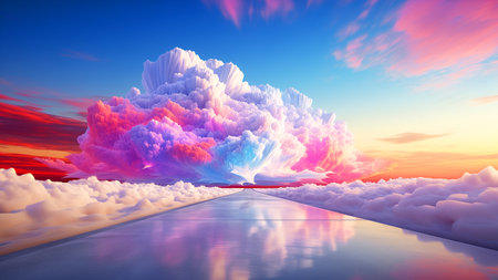Beautiful clouds in the sky at sunset. 3D rendering.の素材