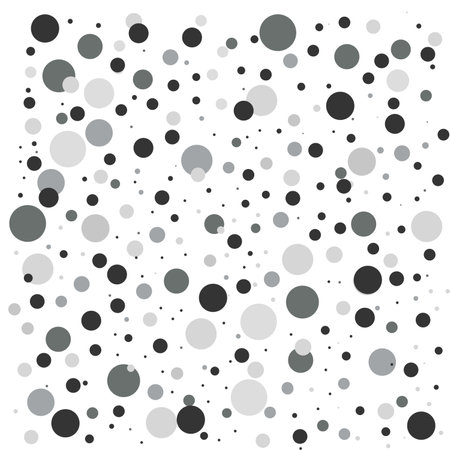 Black dots random confetti on a white background. Luxury festive overlay template. Stunning vector illustration.の写真素材