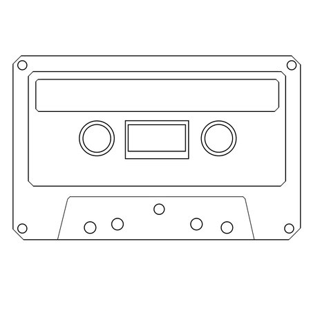 Cassette tape isolated on white background. Vector illustration in outline style.の写真素材