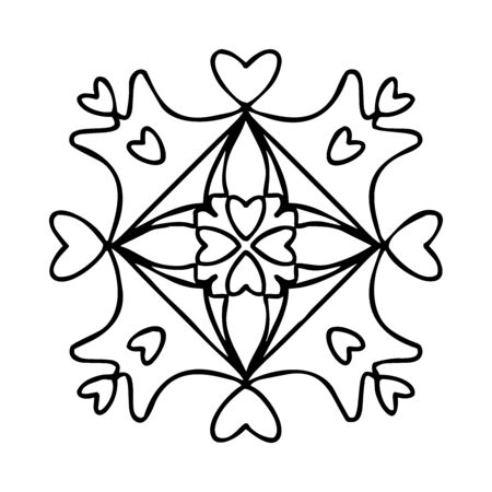 Vector outline illustration Coloring for relaxation. Print on paper, fabric, ceramics. Picture for poster, postcard. Pattern for interior, fashion, furniture design, outline sketch for pillow, tileのイラスト素材