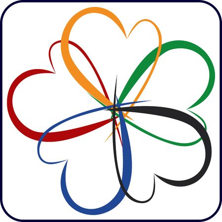 Concept Equal rights for all. Vertor illustration flower of hearts. Multi-colored floverのイラスト素材