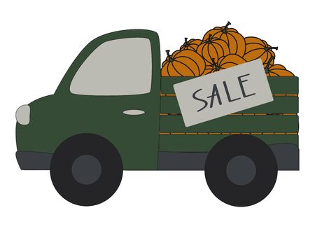 Pumpkin sale. Halloween vector illustration Isolated on white backgroundのイラスト素材
