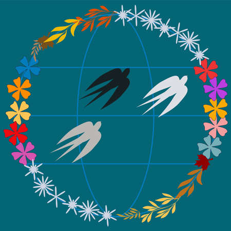 Save our planet concept. Four seasons.のイラスト素材