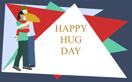 Happy Family. Colorful vector illustration for banner, flyer and card. Abstract background. Copy space. Happy Hug Day or your text.のイラスト素材