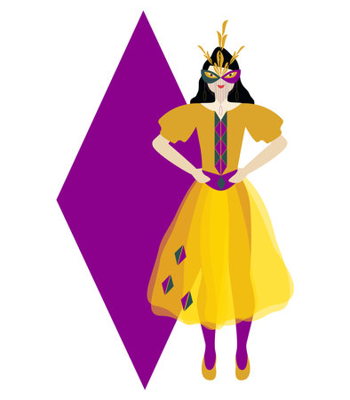 Mardi Gras character. Masked Columbine. Isolated vector illustration.のイラスト素材