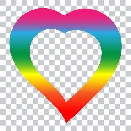 Rainbow heart on transparent background. Mockup vector illustration. Design element for Valentine's Dayのイラスト素材