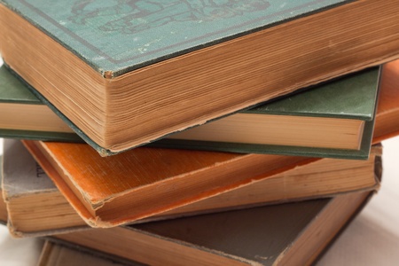 Classic Used Books Against White Backgroundの写真素材