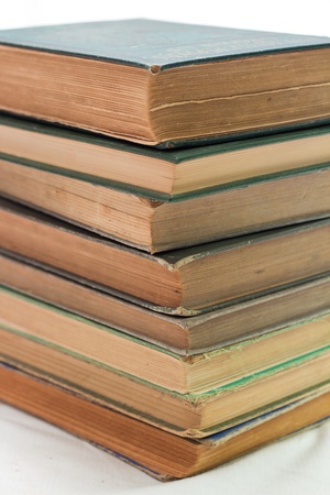Classic Used Books Against White Backgroundの写真素材