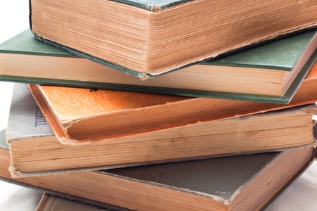Classic Used Books Against White Backgroundの写真素材