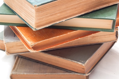 Classic Used Books Against White Backgroundの写真素材