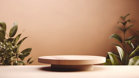 Minimalist abstract background, primitive geometrical figures, podium for product presentation. 3d renderの素材