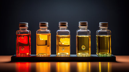 Medicine bottles on a dark background. 3d render illustration.の素材