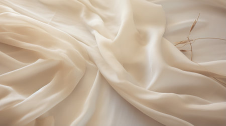 closeup of white satin fabric texture background. studio shot.の素材