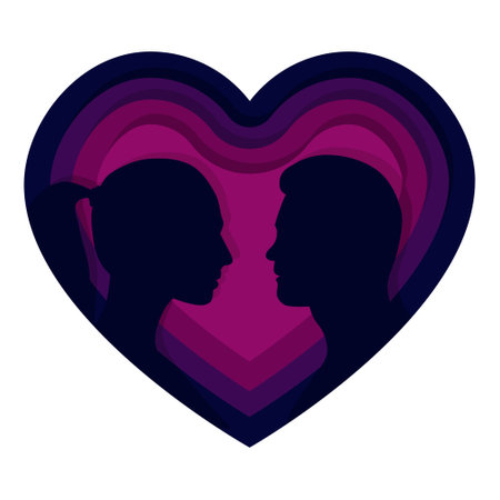 Silhouette of Beautiful Romantic Couple. Suitable for content on Valentine's Day.のイラスト素材