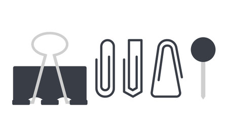 Work Supplies Paper Clip Vector. Black Paper Clip Element. Paper Clip Binder.のイラスト素材