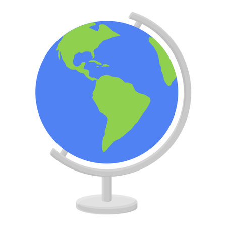 World Globe Education with Stand Vector. World Map Globe Illustration. Simple Globe Icon.のイラスト素材