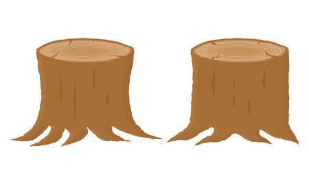 Brown Wood Trunk Vector. Wood Trunk Illustration with Cracks. Raw Wood Trunk Material.のイラスト素材