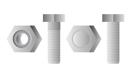 Stainless Steel Bolts Repair Tools Vector. Construction Material Bolt Icon.のイラスト素材
