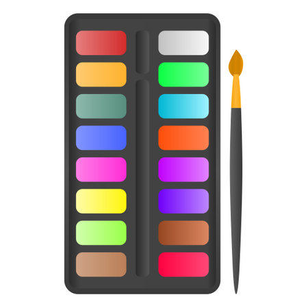 Watercolor Paint Set Painting Tools Vector. Colorful Watercolor Paints and Brushes.のイラスト素材