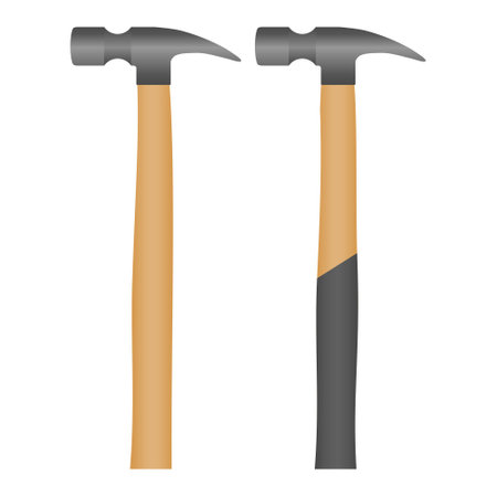 Strong Wooden Hammer Repair Tool Vector. Simple Hammer Element in White Background. Hammer Icon.のイラスト素材