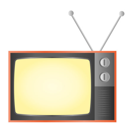 Old Antenna Television with Blank Screen Vector. Retro Television Icon on White Background.のイラスト素材