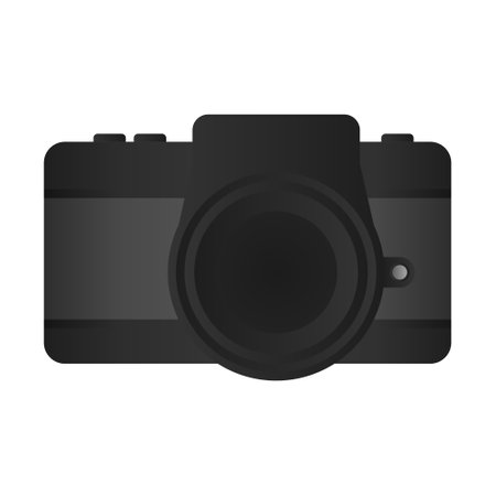 Black Camera Vector for Photography. Photo Camera Icon on White Background. Photography Equipment.のイラスト素材