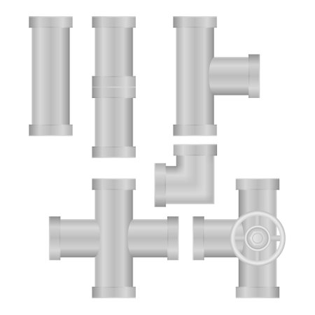 Construction and Industrial Pipeline Vectors. Pipeline for Oil, Water or Gas. Pipeline on White Background.のイラスト素材