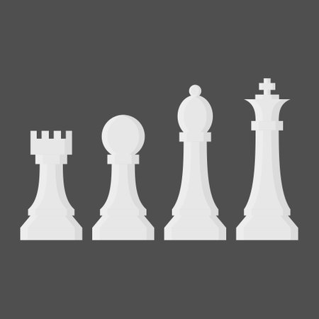 White Chess Pieces Strategy Game. Collection of Chess Pieces. Board Games.のイラスト素材