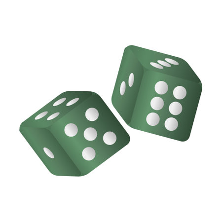 Vector Green Dice Game on White Background. Throwing Dice. Dice for Board Games.のイラスト素材