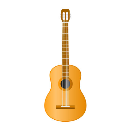 Brown Classical Guitar Music Instrument Vector. Playing Classical Music. Guitar Elements.のイラスト素材