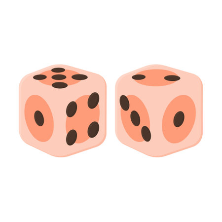 Two Dice Game of Chance Vector. Pair of Dice Icon on White Background. Cube Dice Game.のイラスト素材