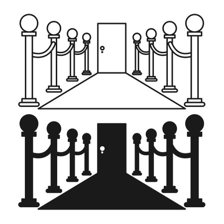 Red Carpet Awards Events Flat Black and Outline Style. Red Carpet Icon on White Background.のイラスト素材