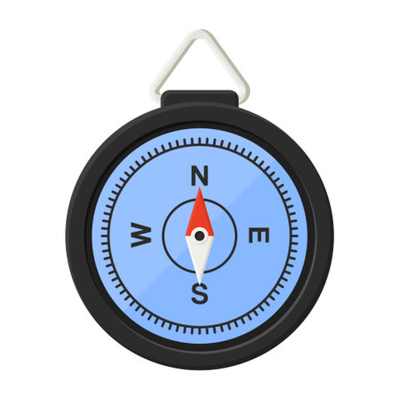 Black Compass Adventure Tool Vector. Compass Navigation Tool. Simple Compass Icon.のイラスト素材