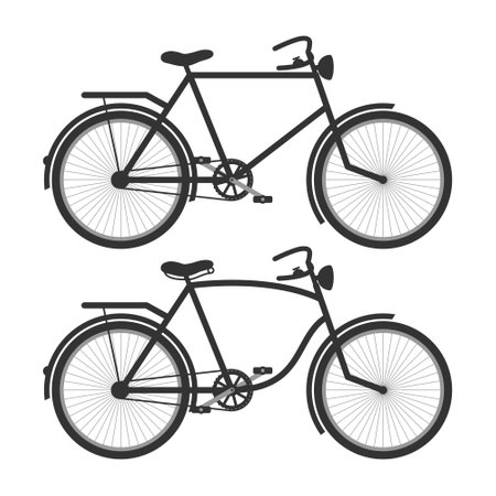 Black Vintage Bike Side View on White Background. Vintage Bike Icon. Perfect for Casual Cycling.のイラスト素材