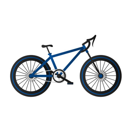 Healthy Lifestyle Blue Bike Vector. Bike Icon for Outdoor Cycling. Bicycle Transportation Vehicle on White Background.のイラスト素材