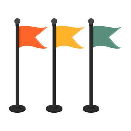 Simple Flag with Black Flagpole Vector. Flying Flag Icon on White Background.のイラスト素材