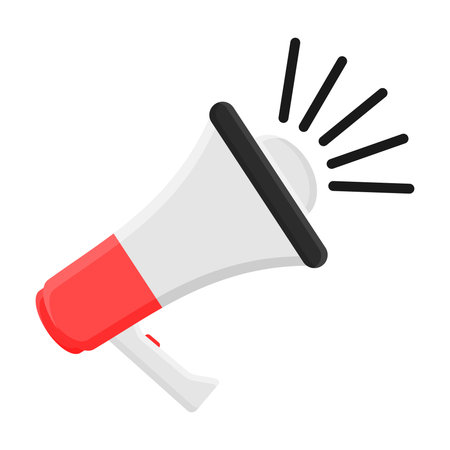 Megaphone Announcement Message Vector. Megaphone Icon on White Background. Communication Device.のイラスト素材