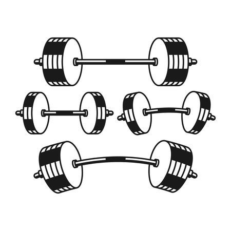 Fitness Equipment Barbell Black Flat and Outline Style. Weight Lifting Barbell.のイラスト素材