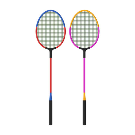 Badminton Racket Sports Equipment Vector. Badminton Racket on White Background. Simple Racket Element.のイラスト素材