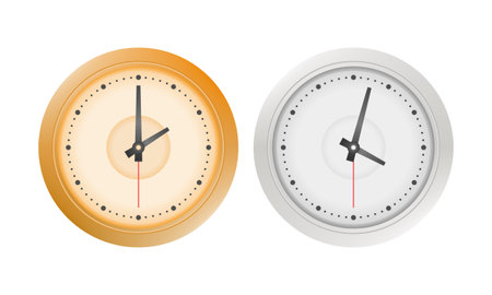 Simple Brown and White Wall Clock Vector. Suitable for Time, Schedule, Office, Home, and Interior Design.のイラスト素材